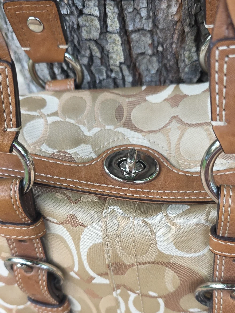 Coach 2007 Large Chelsea Top Turnlock Satchel In Optic